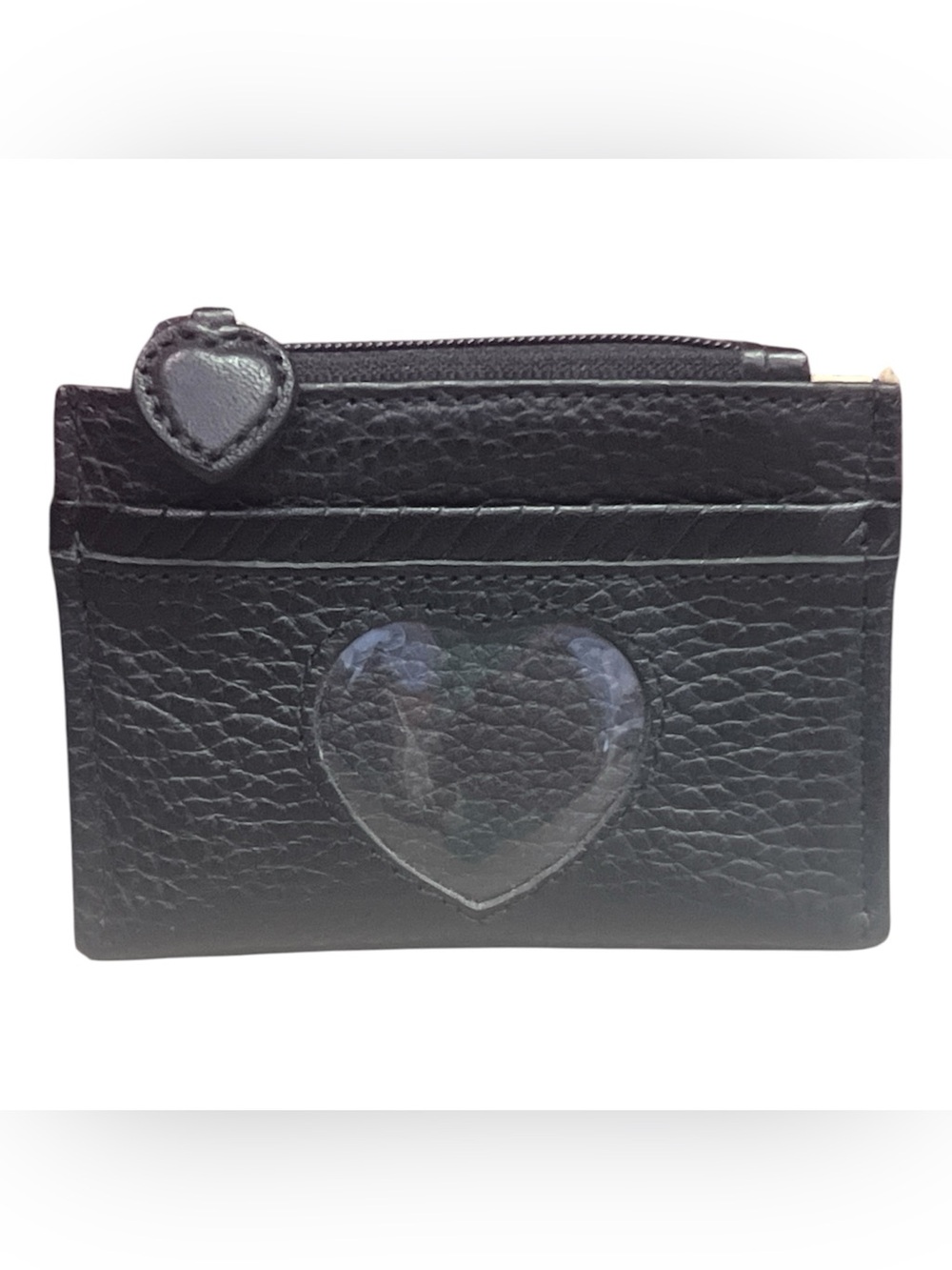 Brighton Black Leather Heart Card Wallet with Zip
